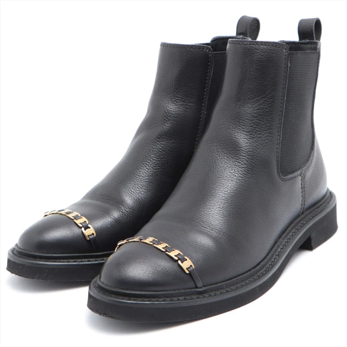 Ferragamo Vara Leather Side Gore Boots 5 Ladies' Black