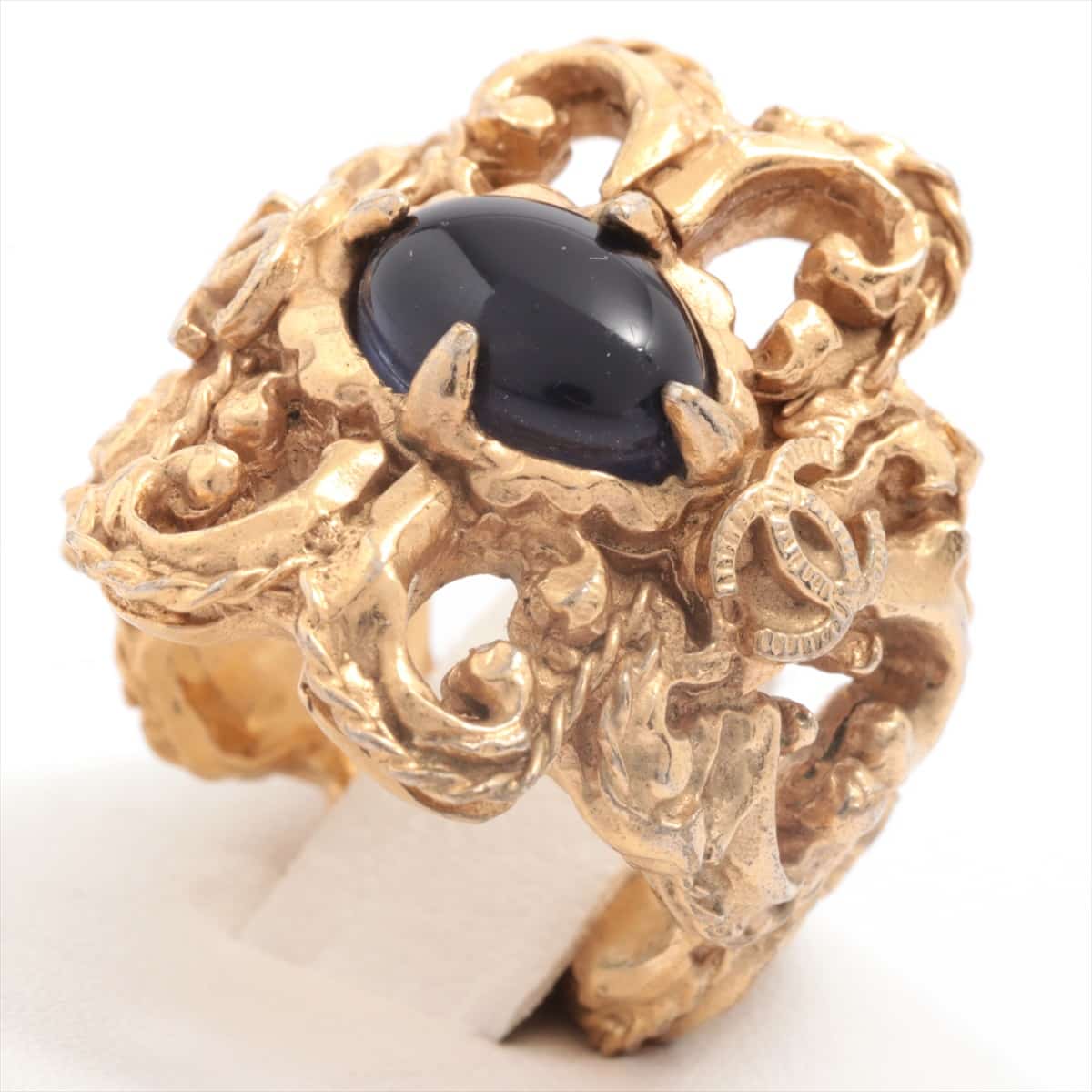 Chanel Coco Mark B11A rings GP Gold Colored stone