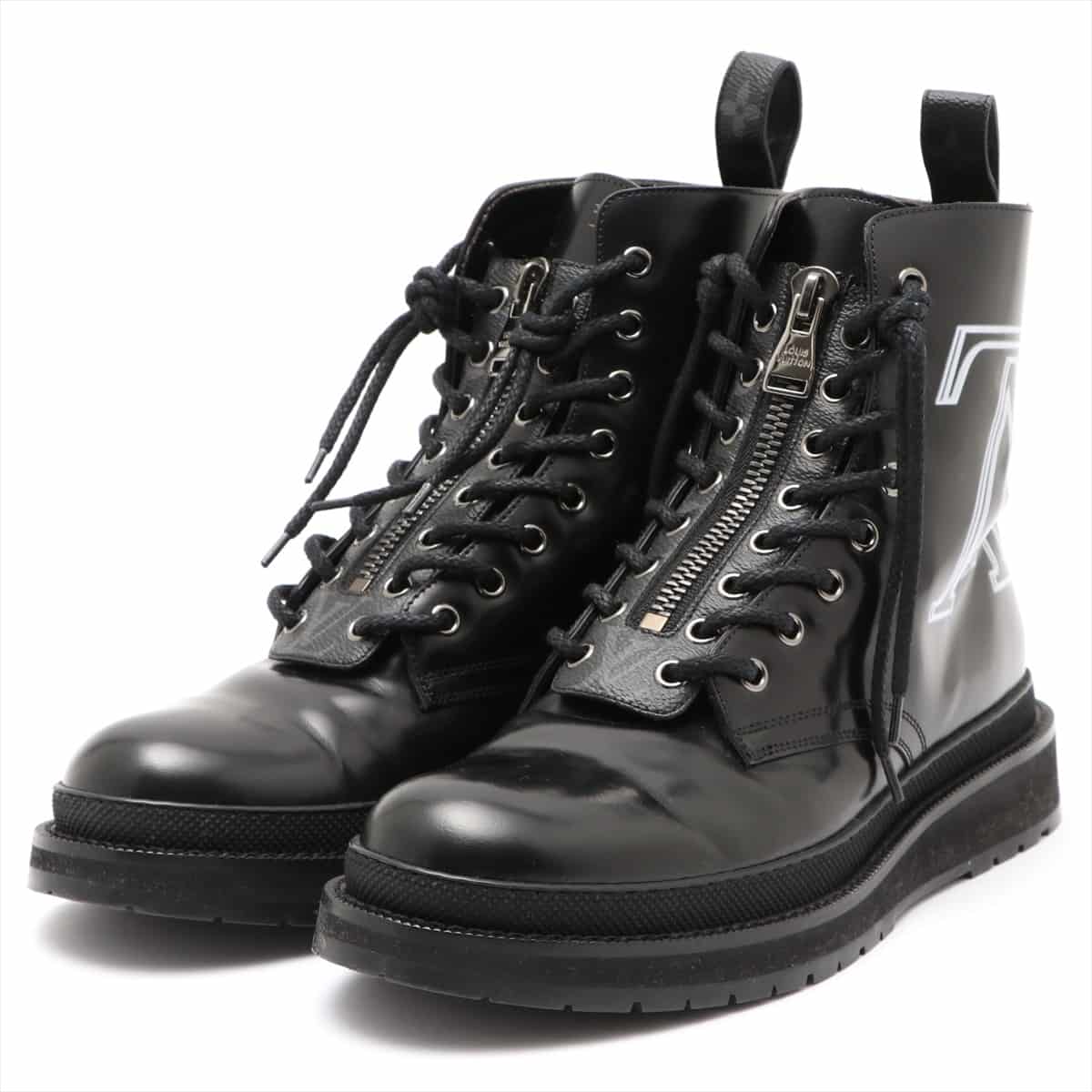Louis Vuitton × fragment design V black ice line BM0138 Leather Boots 7 Men's Black