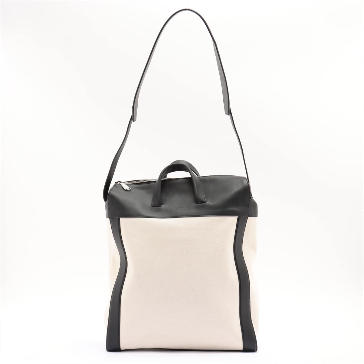 Bottega Veneta Canvas & leather 2way shoulder bag Black × White