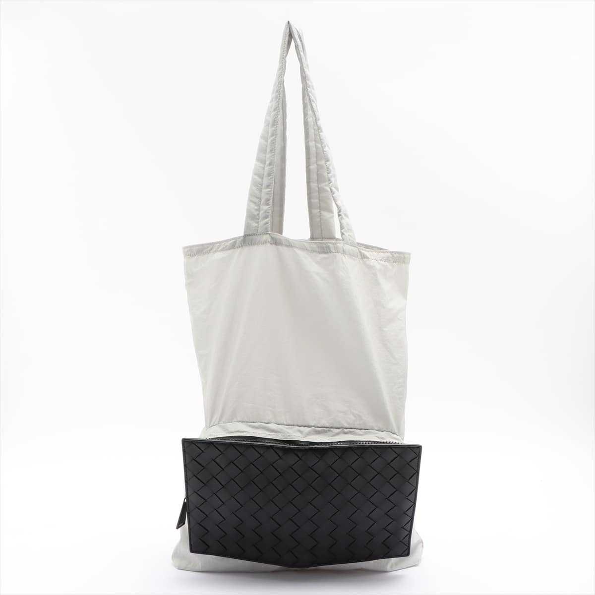 Bottega Veneta Intrecciato Nylon & Leather Eco bag Grey