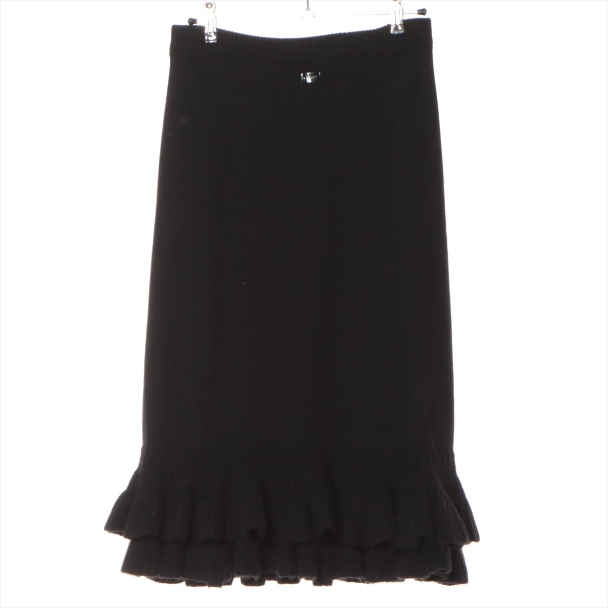 Chanel 00A Cashmere Knit Skirt 38 Ladies' Black  logo plate
