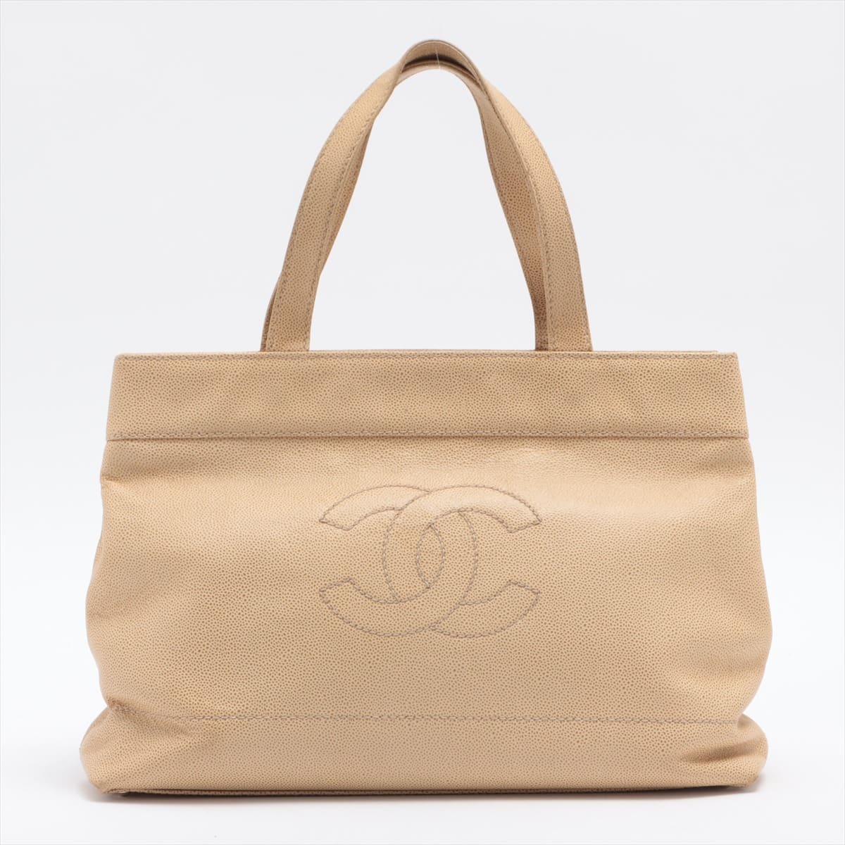 Chanel Coco Mark Caviarskin Tote bag Beige Gold Metal fittings 7XXXXXX