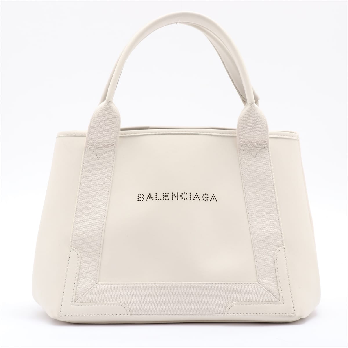 Balenciaga Navy cabas Leather Tote bag White 339933 with pouch