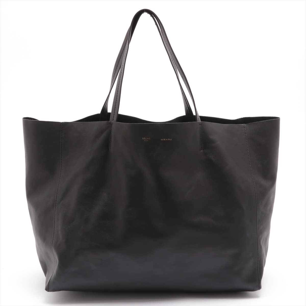 CELINE Horizontal Cabas Leather Tote bag Black