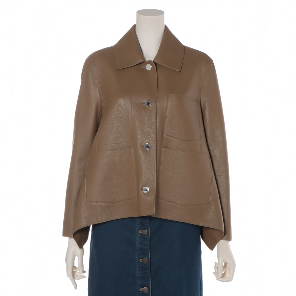 Hermès Deerskin Leather jacket 38 Ladies' Brown  Serie button