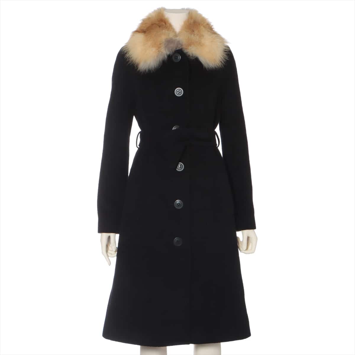 BURBERRY BLUE LABEL Wool Long coat 38 Ladies' Black  Part of the quality tag is printed off