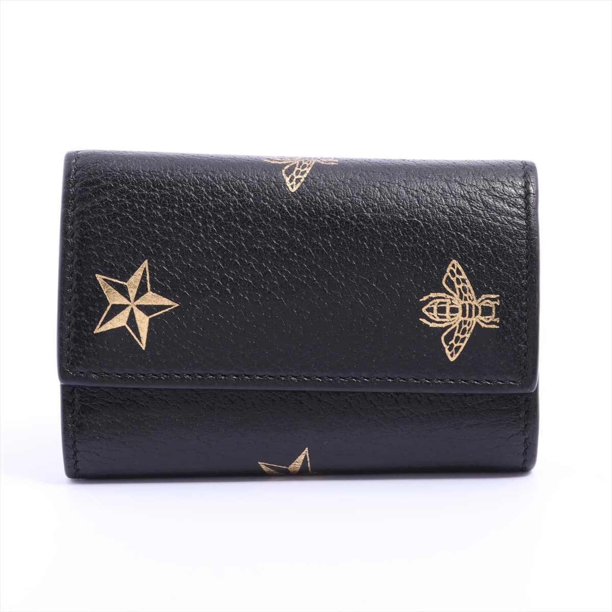 Gucci Bee & Star Leather Key Case Black 495071