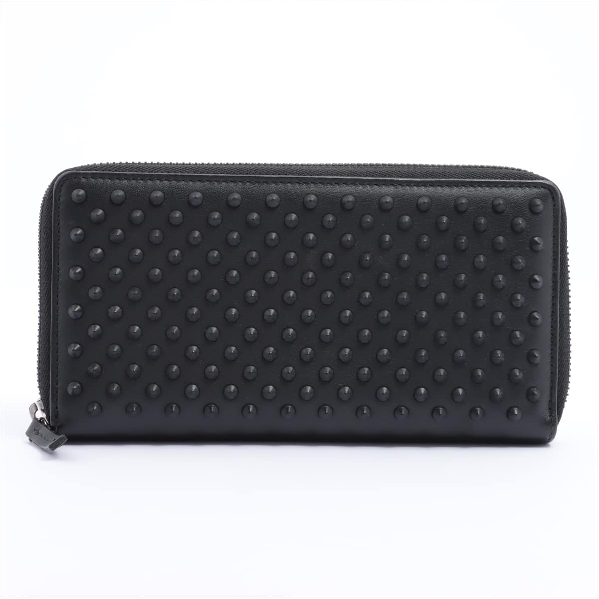 Gucci Spike Studs 336465 Leather Round-Zip-Wallet Black