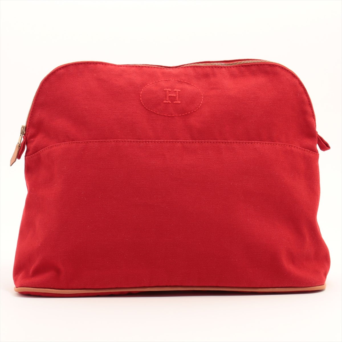 Hermès Bolide 31 Cotton Pouch Red Silver Metal fittings