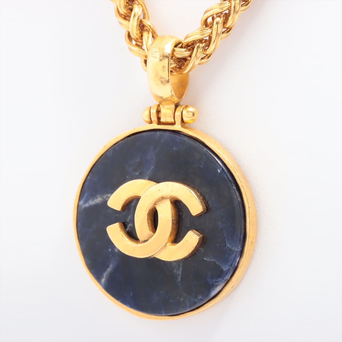 Chanel Coco Mark 95A Necklace GP Gold Colored stone