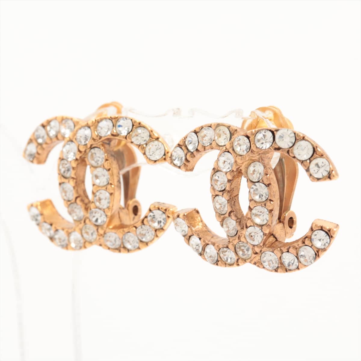 Chanel Coco Mark 02A Earrings (for both ears) GP×inestone Gold