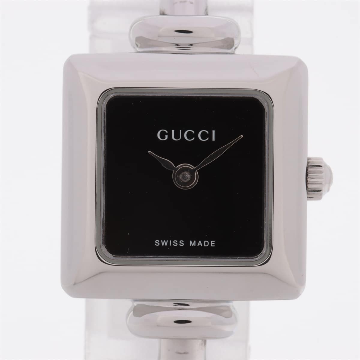 Gucci Bangle Watch 1900L SS QZ Black-Face Dial scratches