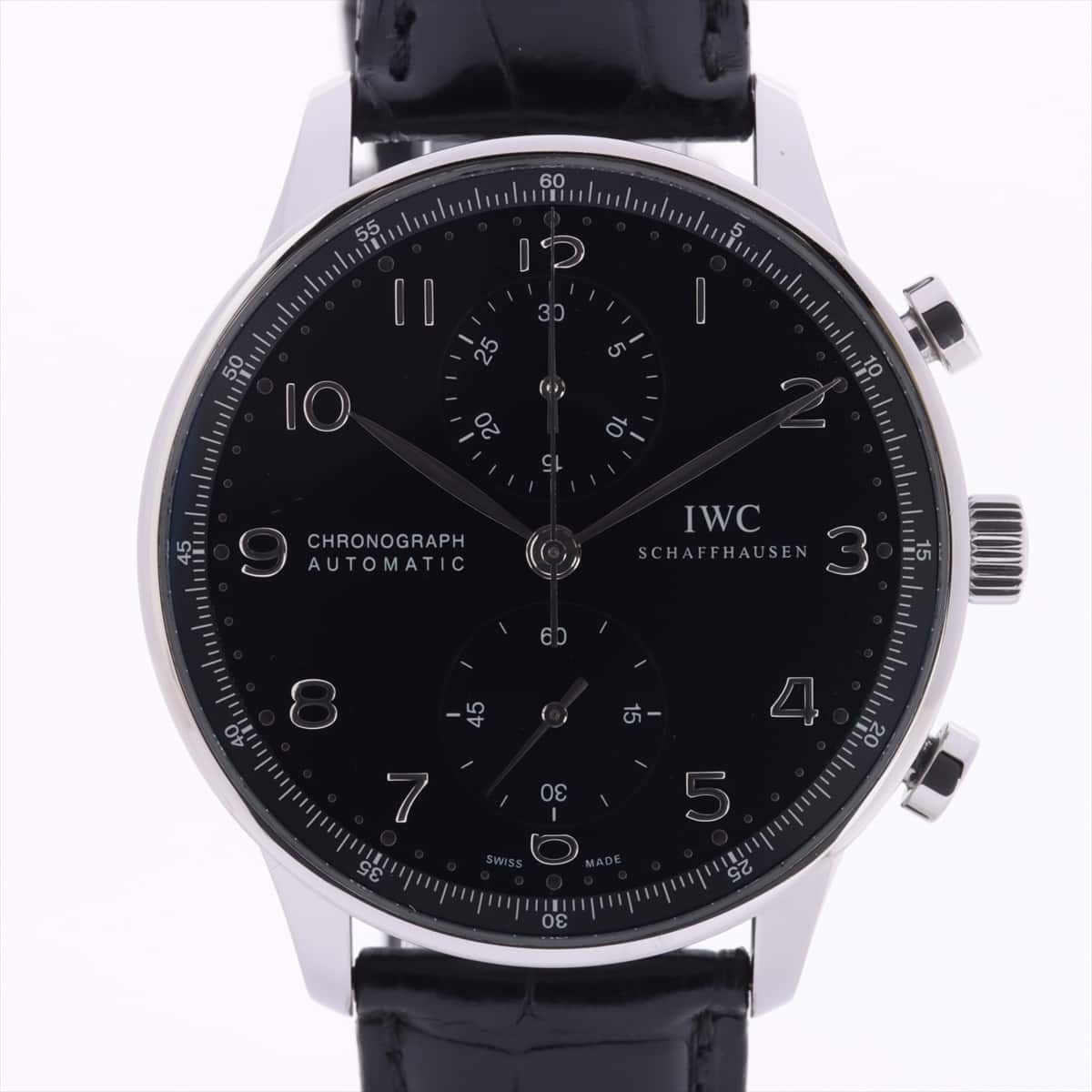 IWC Portugieser IW371438 SS & Leather AT Black-Face