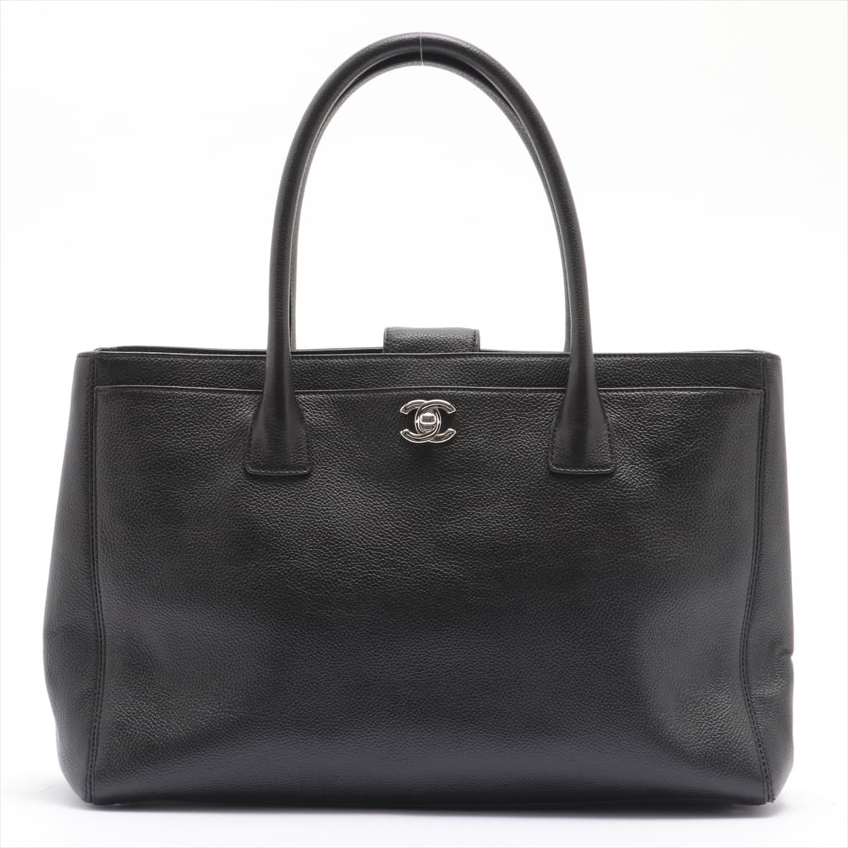 Chanel Executive Leather 2way handbag Black Silver Metal fittings 16XXXXXX Comes with divider pouch