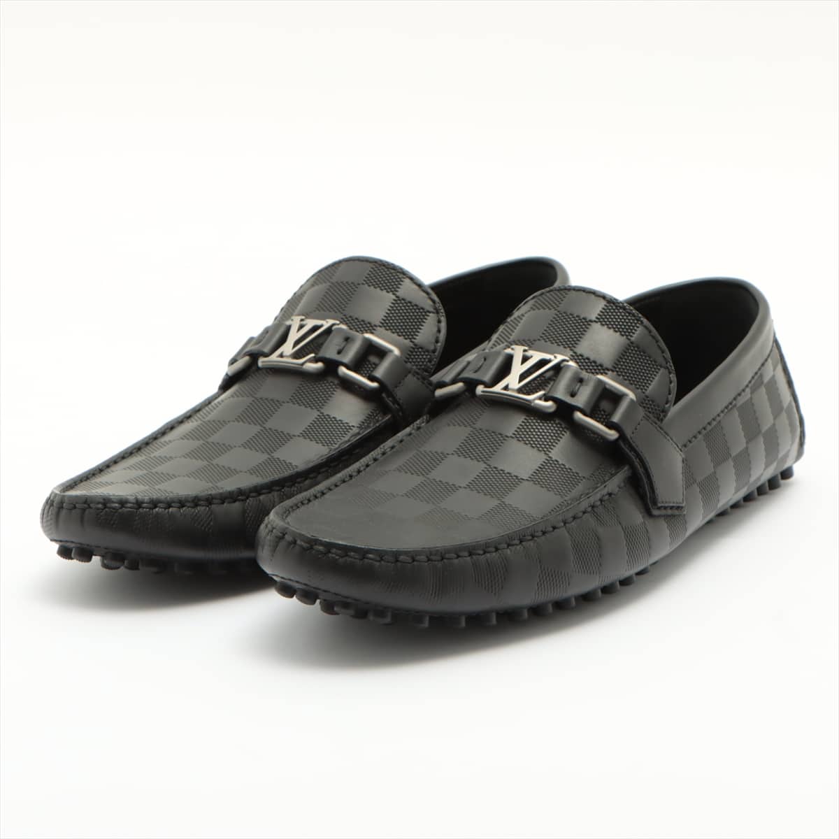 Louis Vuitton Hockenheim Line 18 years Leather Driving shoes 8 Men's Black ND0168 Damier