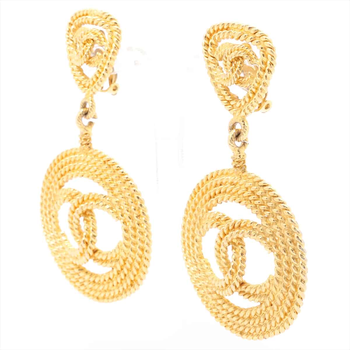Chanel Coco Mark Earrings (for both ears) GP Gold 2 8 No rubber