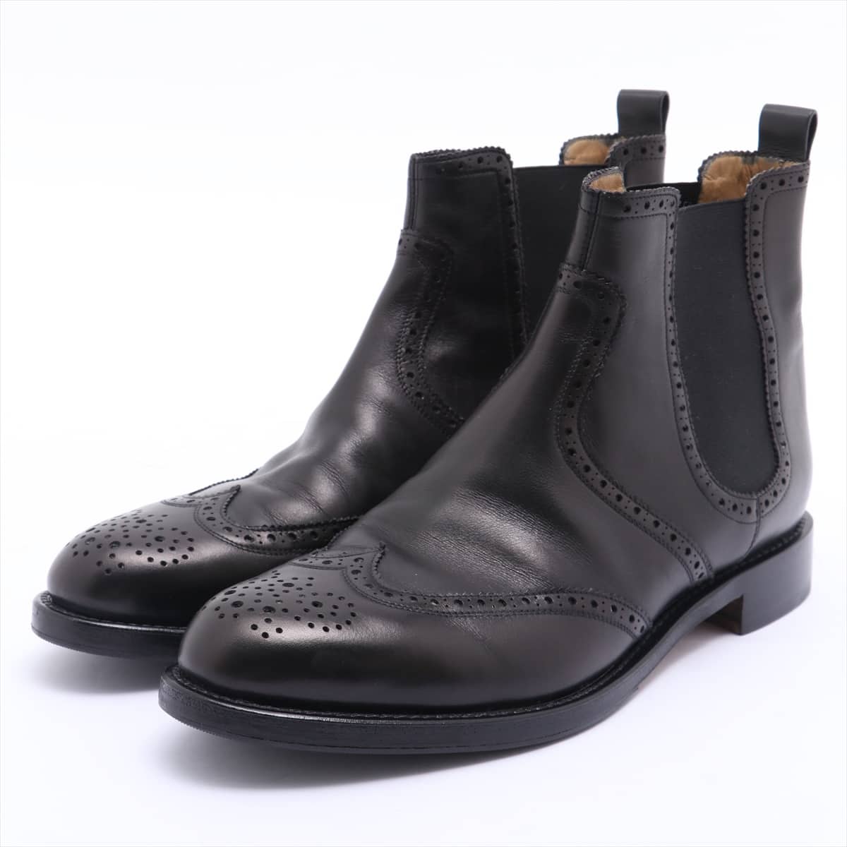 Hermès Leather Side Gore Boots 39 Ladies' Black wingtip Sold goods