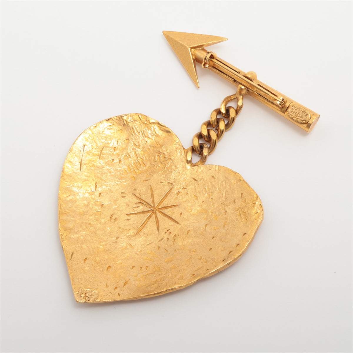 Chanel heart & arrow 93A Brooch GP Gold Cambon