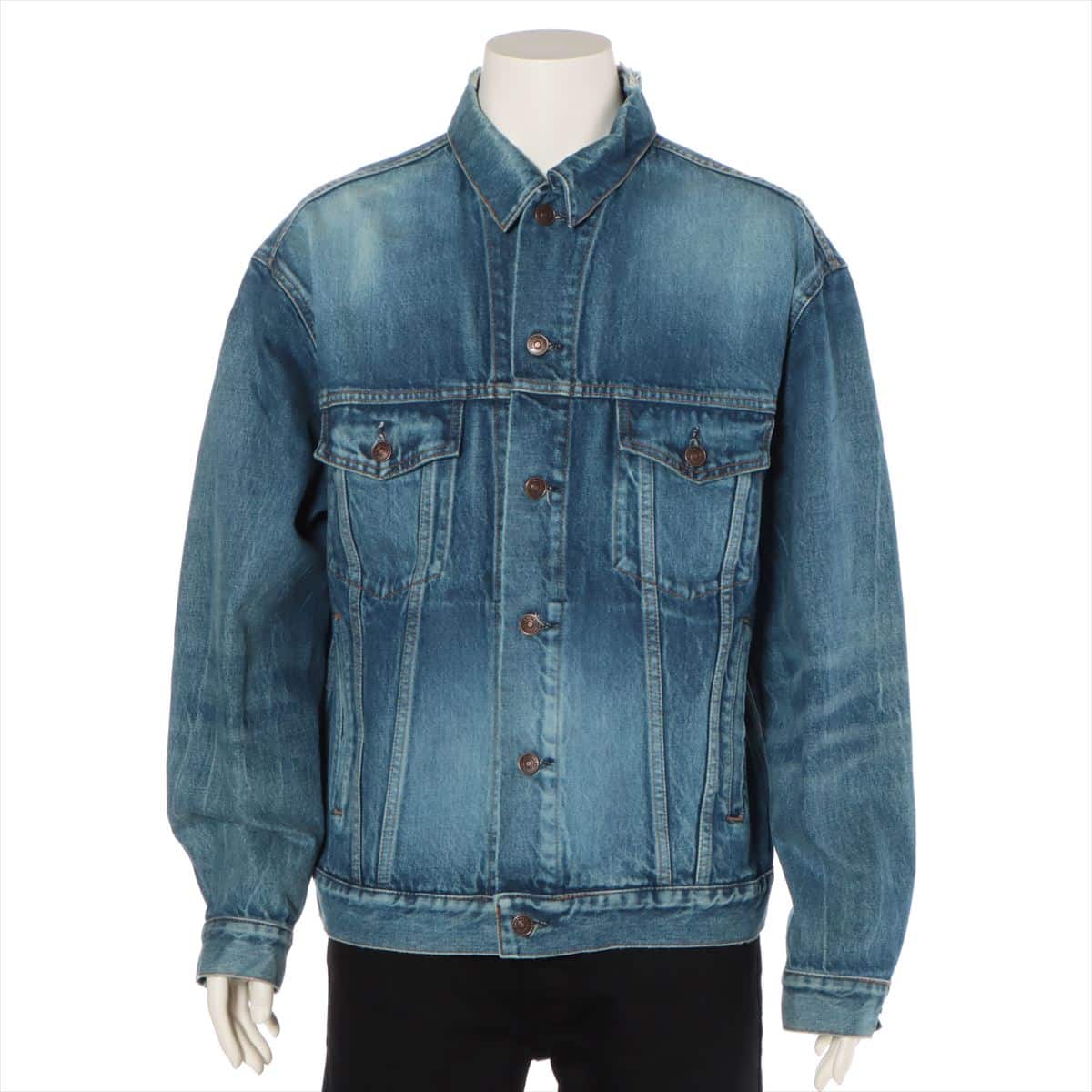 Balenciaga 18 years Cotton Denim jacket 34 Men's Blue  back logo Damage processing