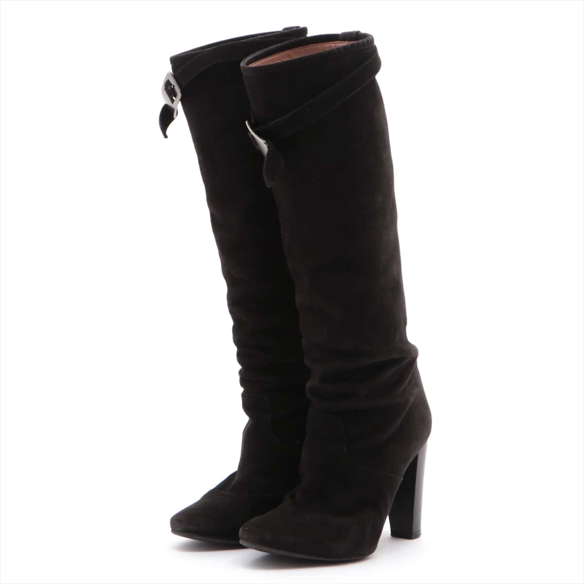 Hermès Suede Long boots 35 .5 Ladies' Black Has half rubber