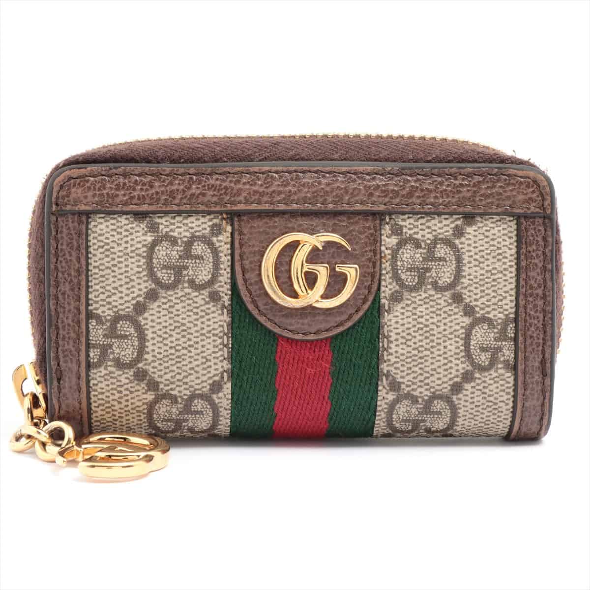 Gucci GG Supreme Ophidia 523157 PVC & leather Coin case Beige