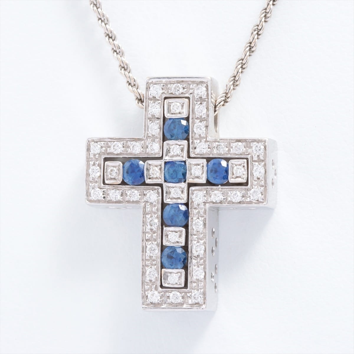 Damiani Belle Époque Cross diamond Sapphire Necklace 750(WG) 12.3g