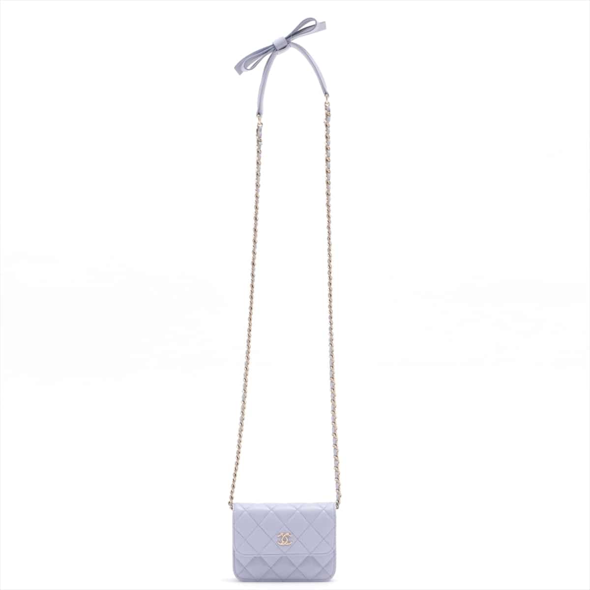 Chanel Matelasse Lambskin Chain shoulder bag Pouch Blue Gold Metal fittings 31st