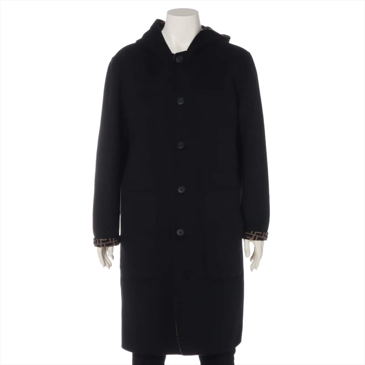 Fendi ZUCCa 18 years Wool & silk coats 48 Men's Black × Brown  Reversible
