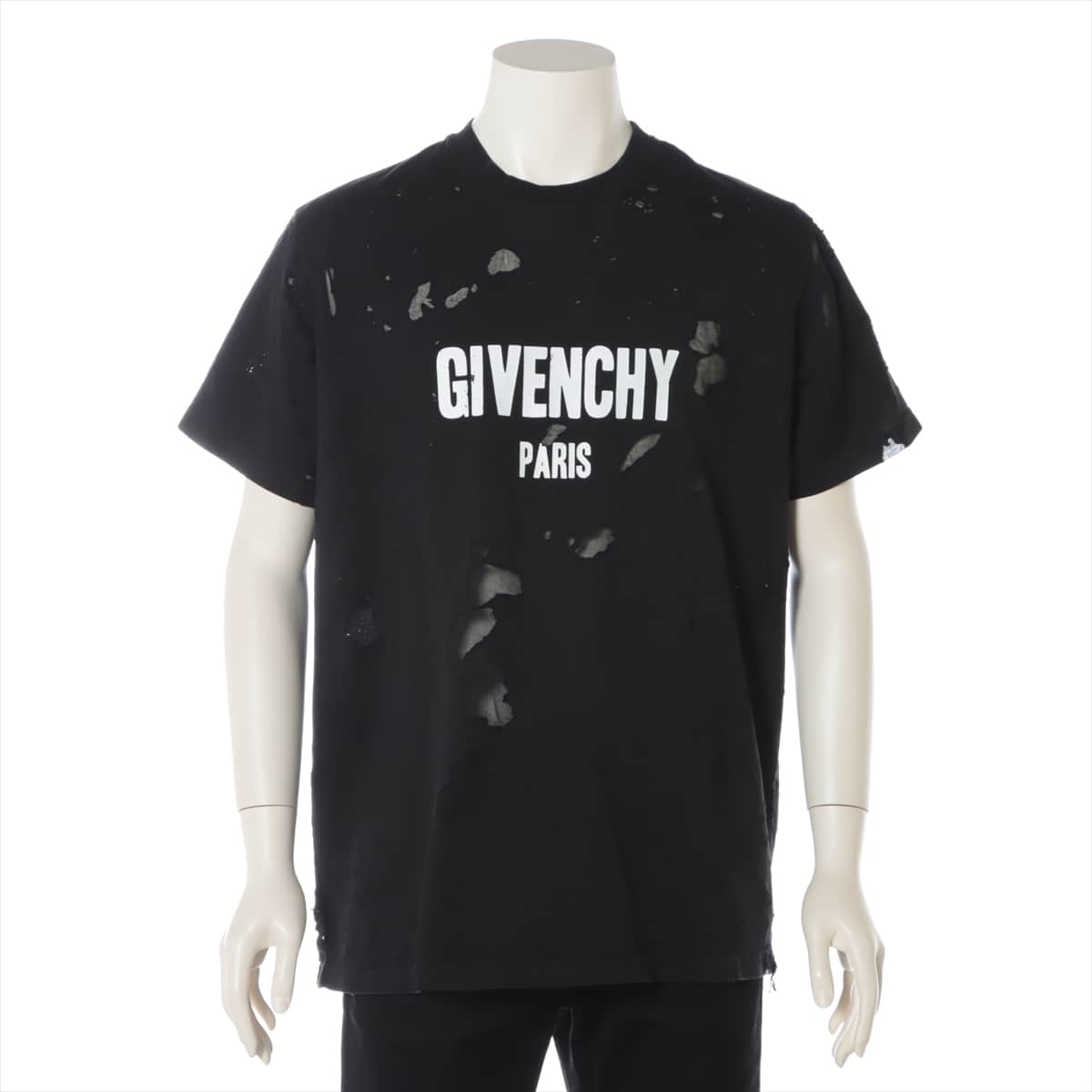 Givenchy 19SS Cotton & Polyester T-shirt XS Men's Black  BM70383Y0B  Destroy processing Oversized