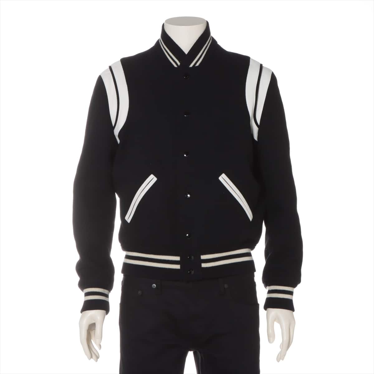 Saint Laurent Paris Teddy Wool & Nylon Jacket 46 Men's Black × White  354718