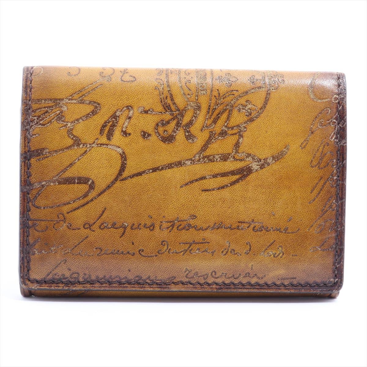 Berluti Calligraphy Leather Card case Yellow