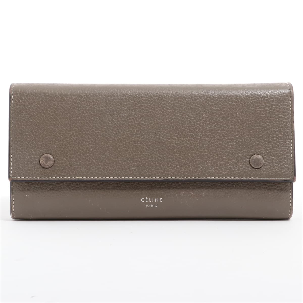 CELINE Large Flap Multi Function Leather Wallet Grey