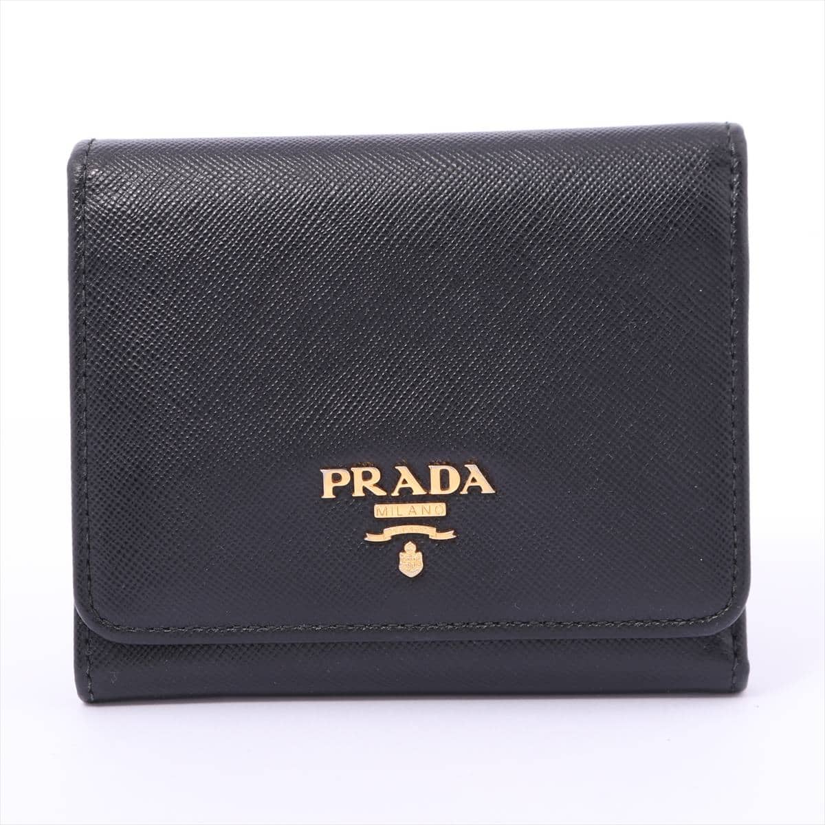Prada Saffiano Metal 1M0176 Leather Wallet Black