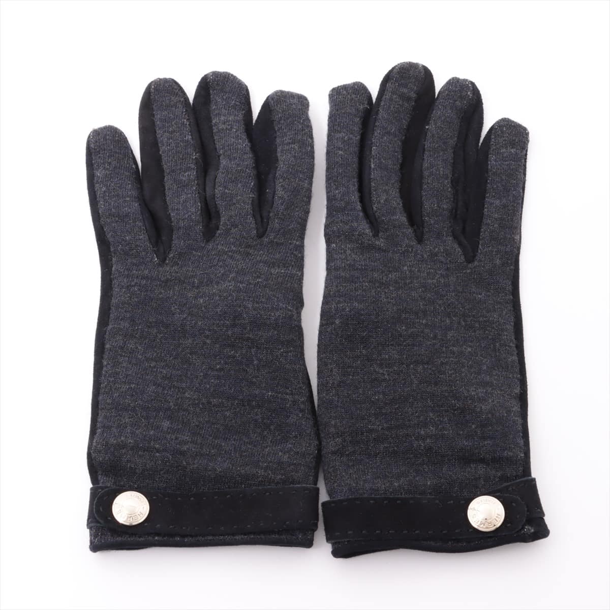Hermès Serie Gloves Cashmere x leather Navy blue