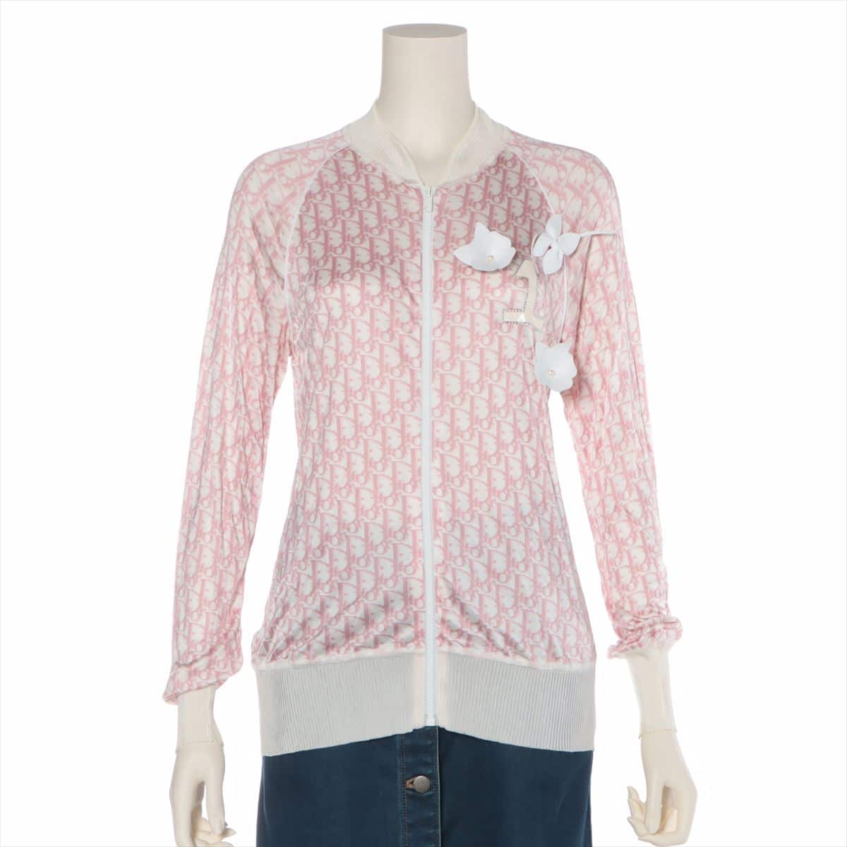 Christian Dior Trotter Rayon Cardigan FR40 Ladies' Pink  flower brooches