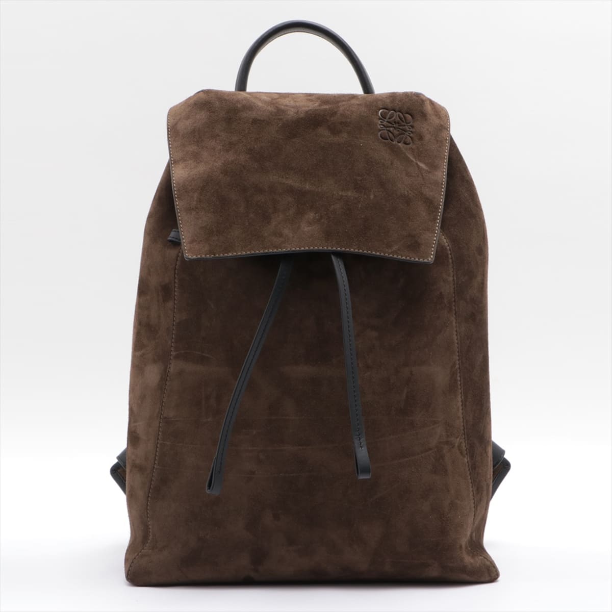 Loewe Drawstring Suede & Leather Backpack Khaki