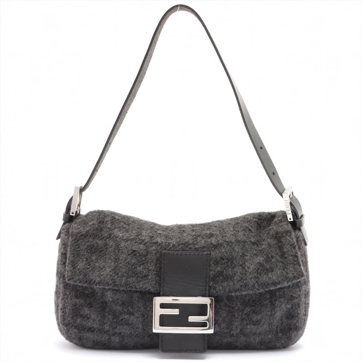 Fendi Mamma Baguette Wool Shoulder bag Black x Gray