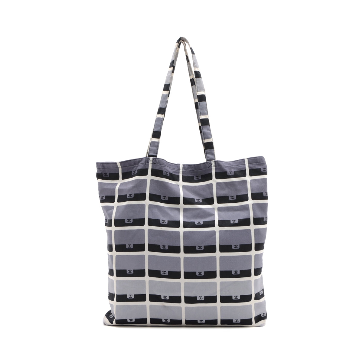 Chanel Matelasse Cotton & Peather 2way shoulder bag Eco bag Black Silver Metal fittings 31st