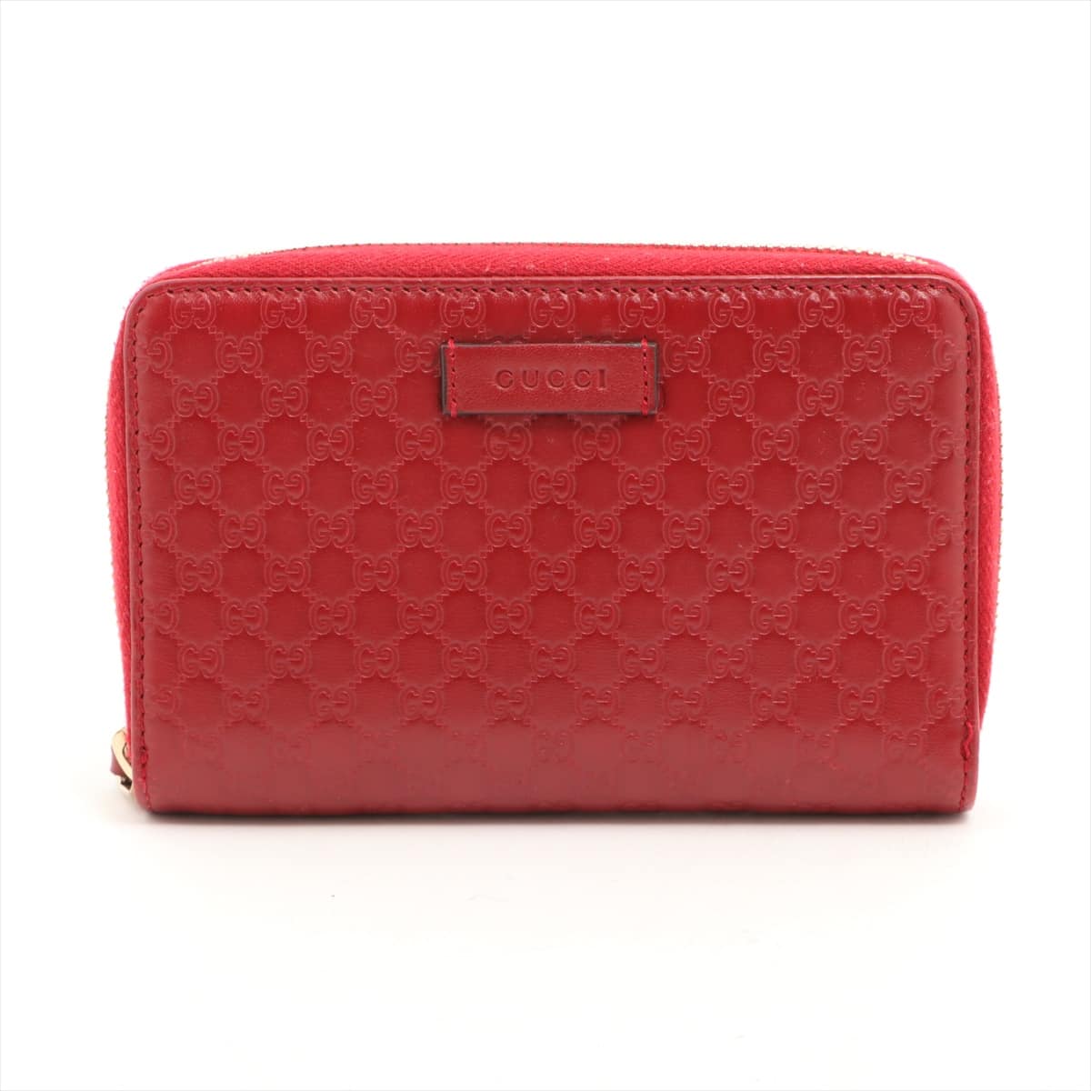Gucci Micro Guccissima 449423 Leather Round-Zip-Wallet Red