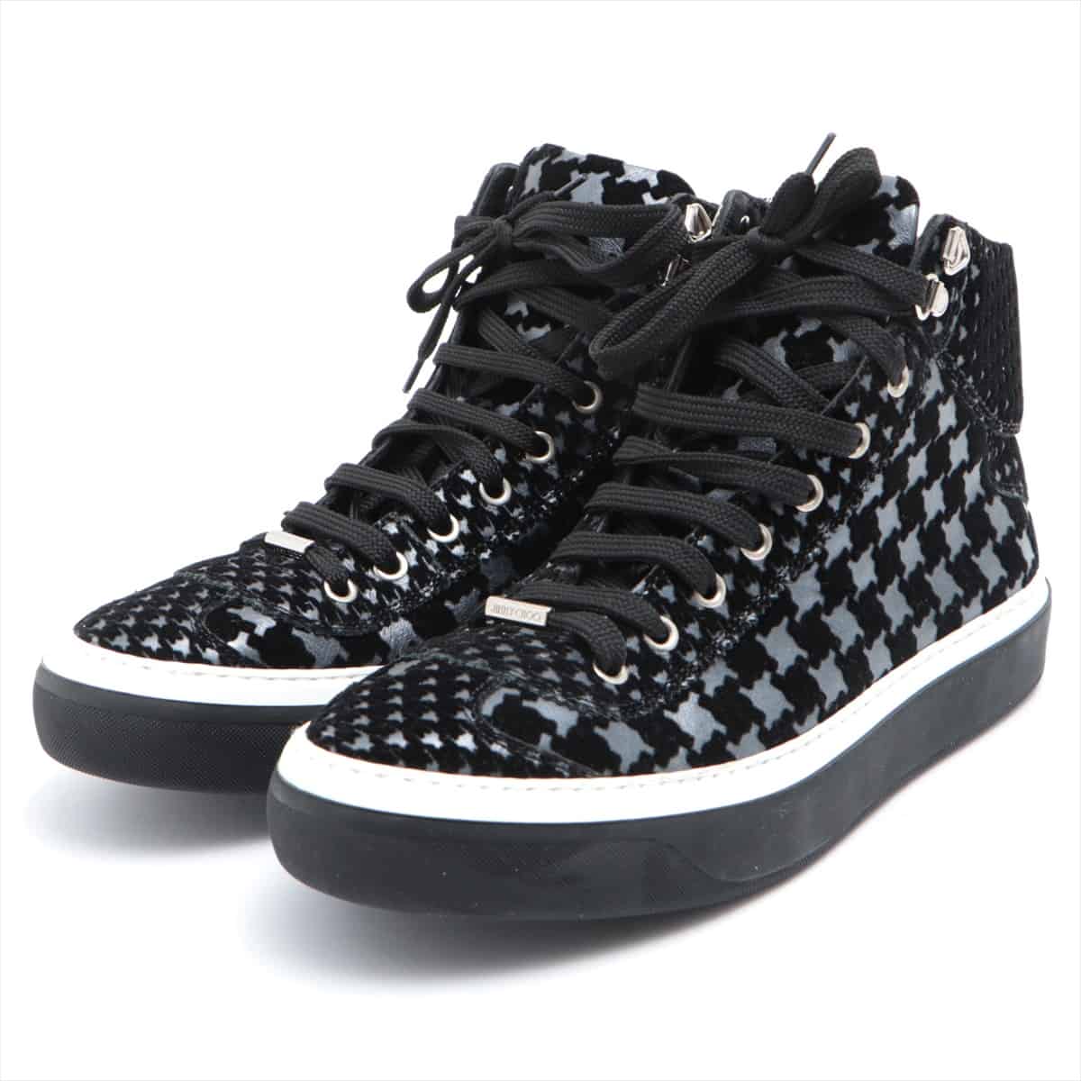 Jimmy Choo Velour & leather High-top Sneakers 41 Men's Black x Gray