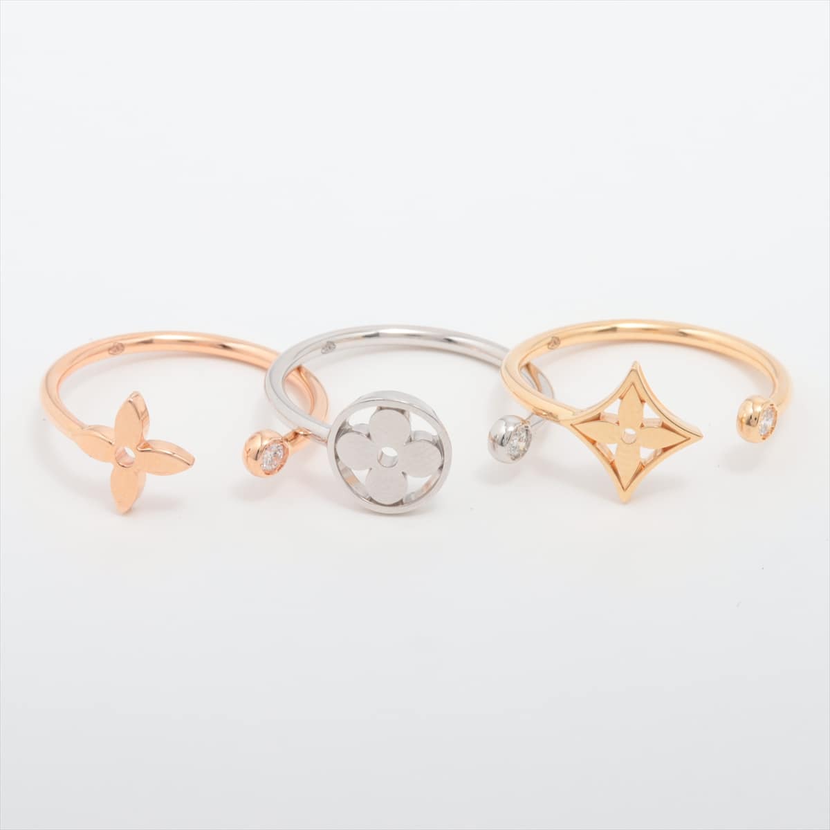 Louis Vuitton Berg Monogram Idylle Three Gold diamond rings 750(YG×PG×WG) 6.0g 54