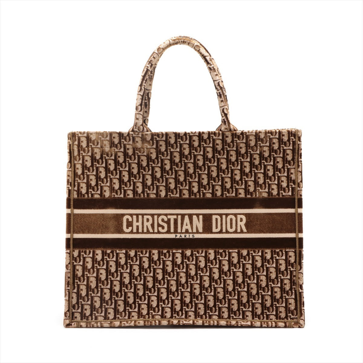 Christian Dior Oblique Book Tote Large Velour Tote bag Brown