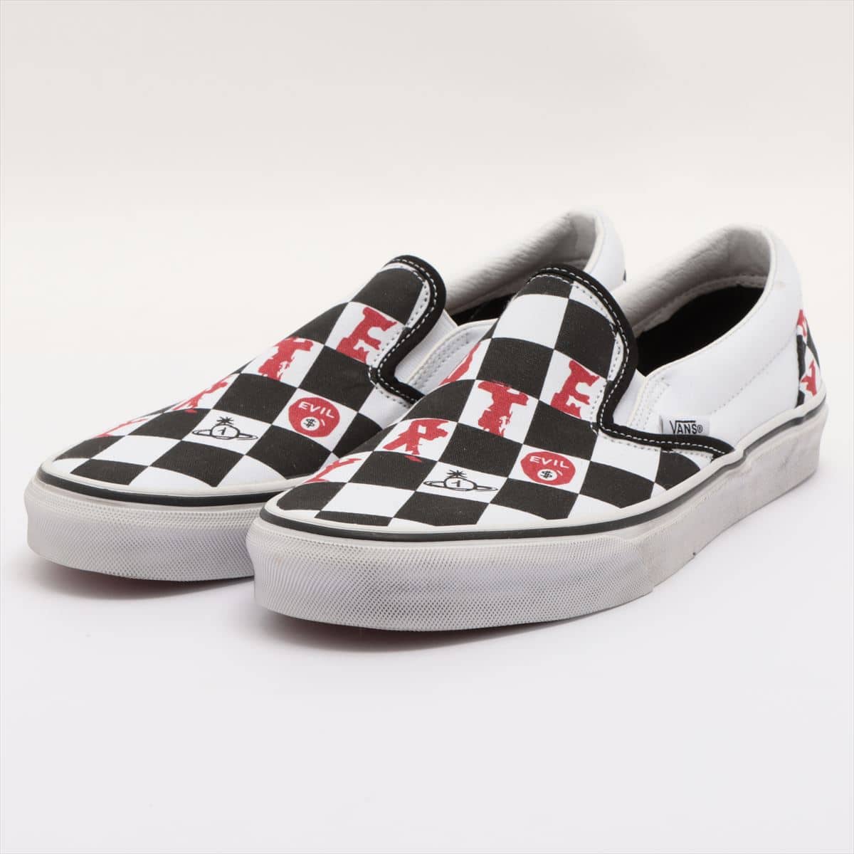 Vivienne Westwood 19AW canvas Slip-on 26 Men's Black × White Anglomania checkerboard Classic Distressed processing
