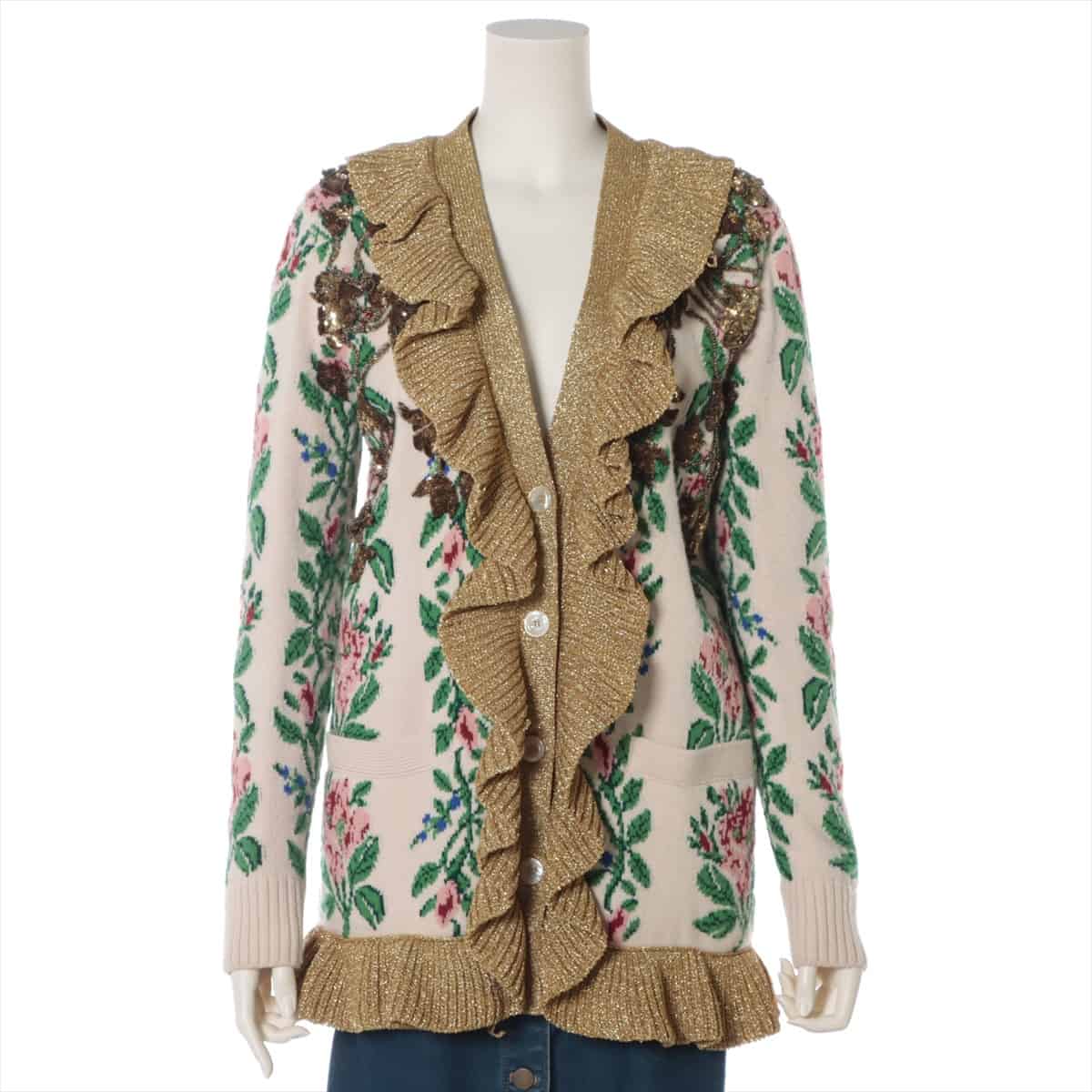 Gucci Wool Cardigan XS Ladies' Multicolor  490825 Floral raffle Sequins