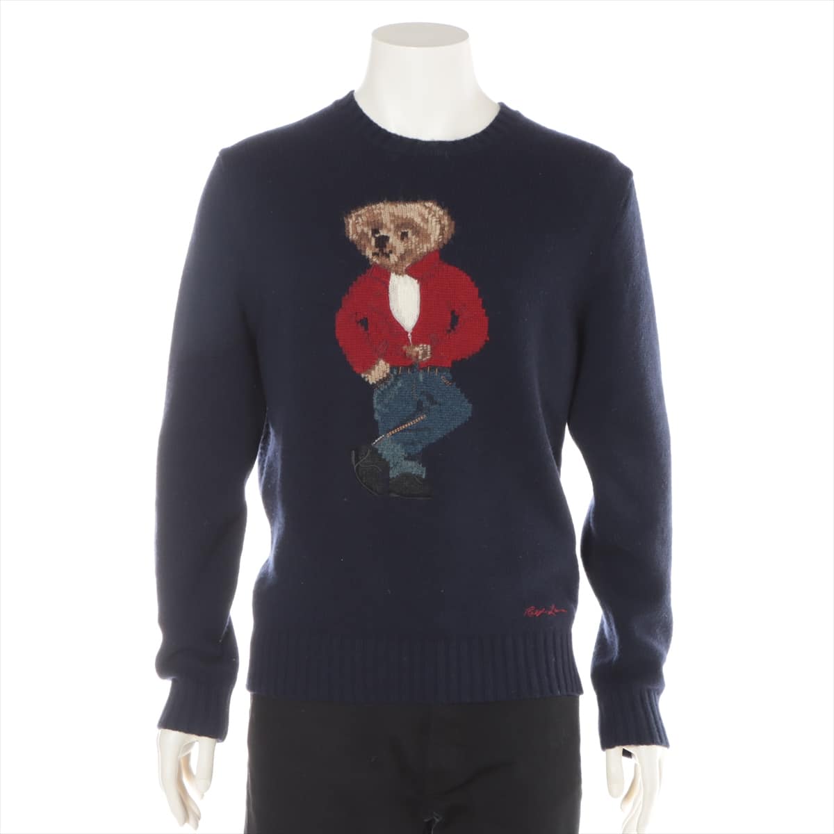 Polo Ralph Lauren Wool Sweater S Men's Navy blue  Polo bear Cut part of the tag