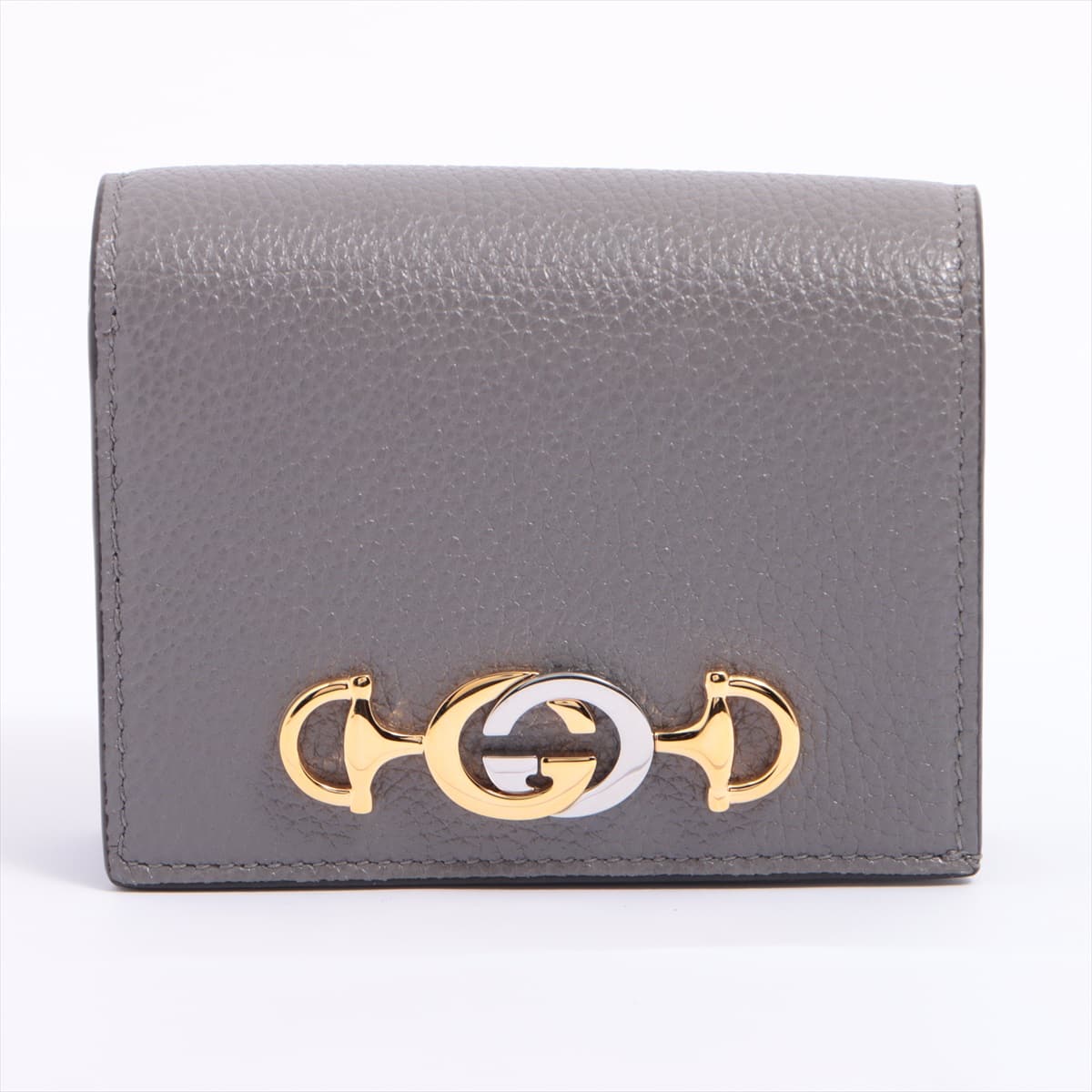 Gucci Zumi 570660 Leather Wallet Grey Comes with a chain