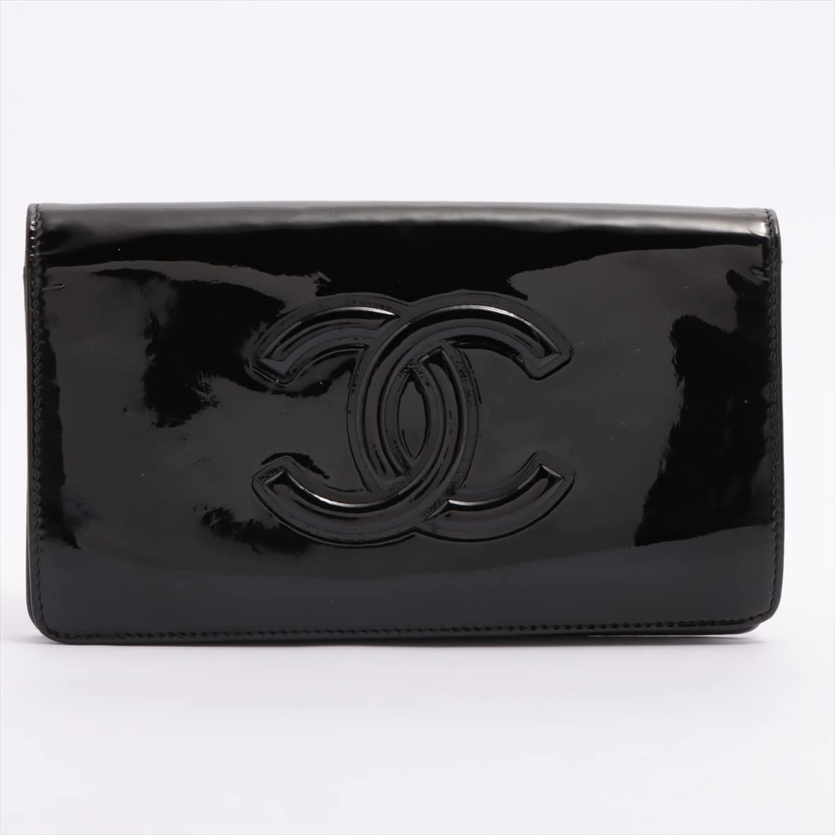 Chanel Camelia Patent leather Wallet Black 12XXXXXX Pull Crack