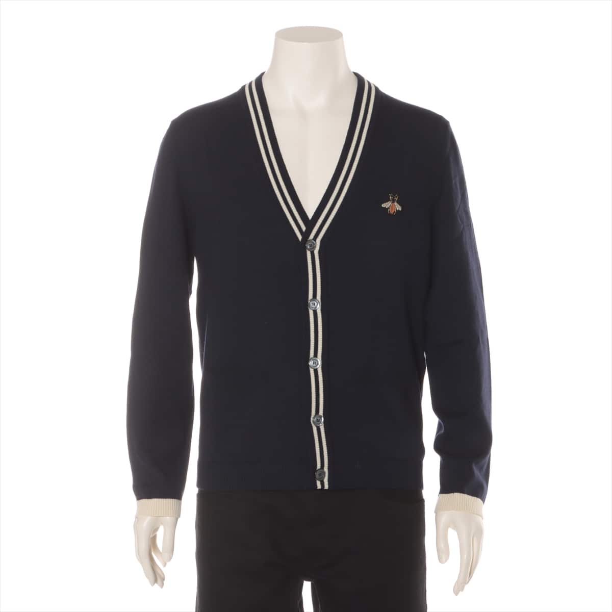 Gucci Wool Cardigan M Men's Navy blue  BEE embroidery