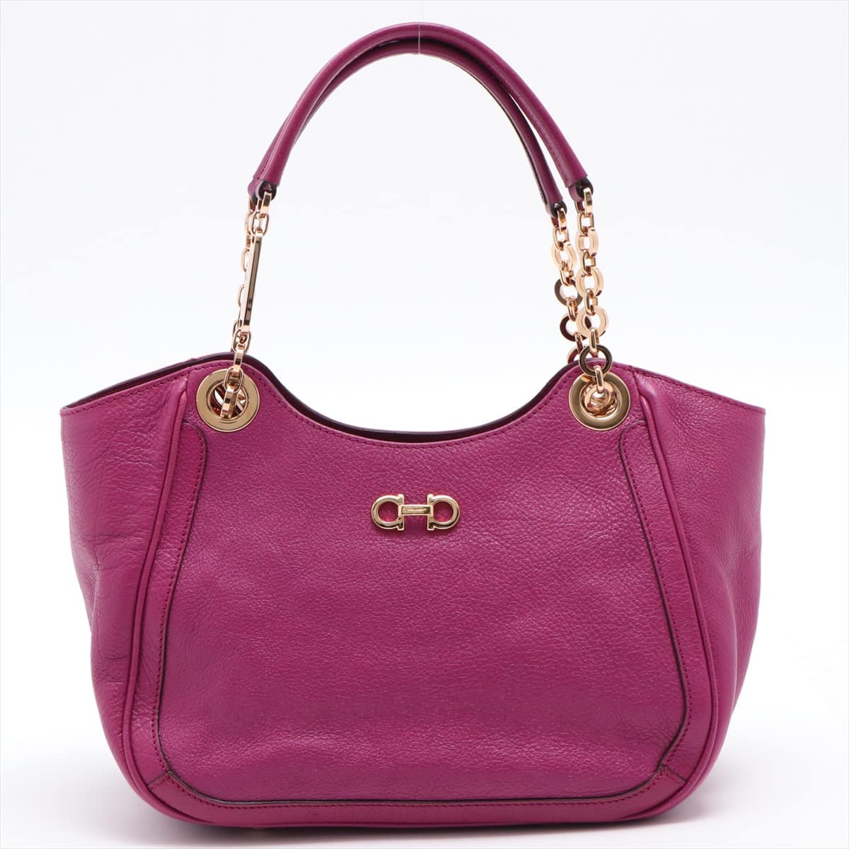 Ferragamo Gancini Leather Hand bag pink purple